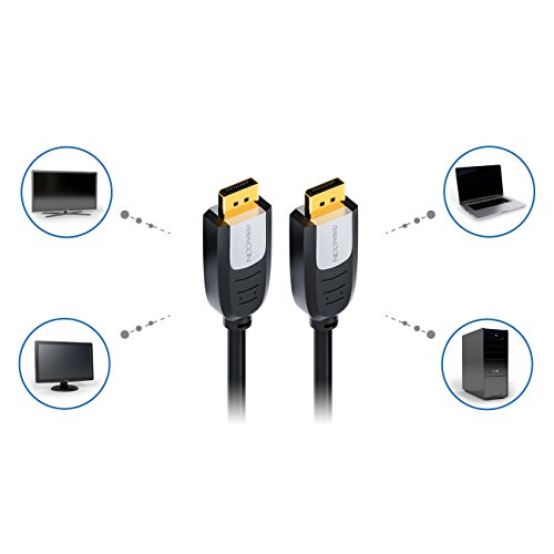 deleyCON 2m DisplayPort zu DisplayPort Kabel – FullHD / 1080p / 3D / HDCP – DP (20 pin) Stecker auf DP (20 pin) Stecker – vergoldet – für Apple Mac / PC / Notebook / Monitor / Grafikkarte – 2 Meter - 6