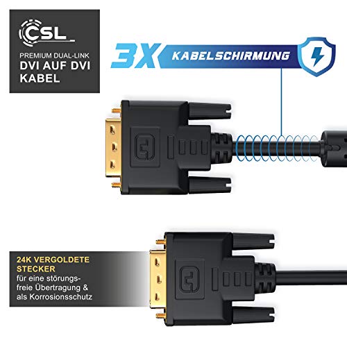 CSL – 2m DVI zu DVI Kabel | Dual Link 24+1 | vergoldete Kontakte | HDTV Auflösungen bis 2560×1600 | 2x Ferritkern | verzinnte OFC Kupferleiter | x.v.Color - 3