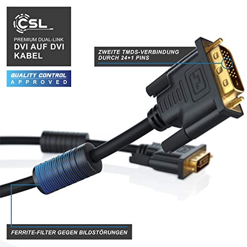 CSL – 2m DVI zu DVI Kabel | Dual Link 24+1 | vergoldete Kontakte | HDTV Auflösungen bis 2560×1600 | 2x Ferritkern | verzinnte OFC Kupferleiter | x.v.Color - 4